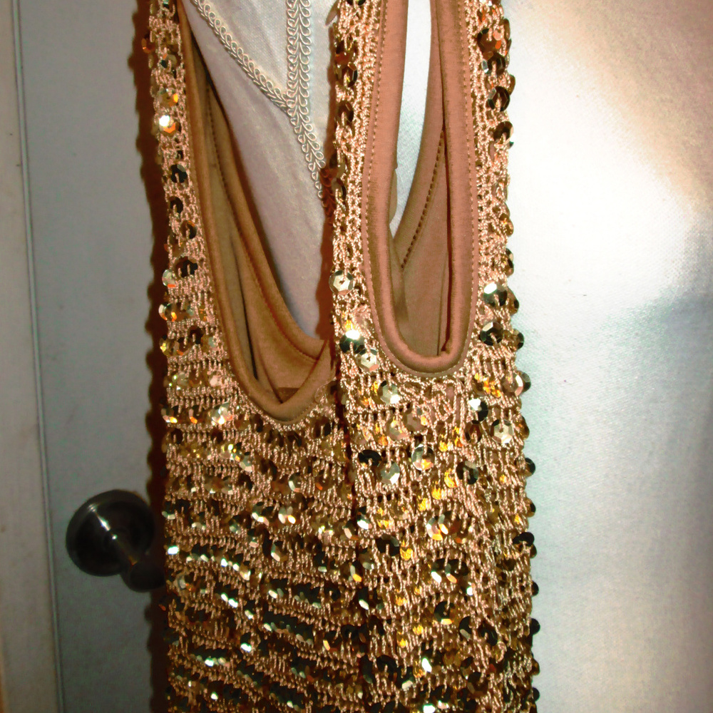 Gold Sequin Stretch Evening handbag